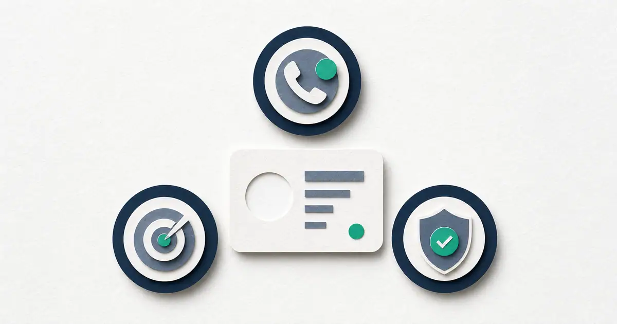A callable advisor record framed by phone verification, target fit, and clearance checks.