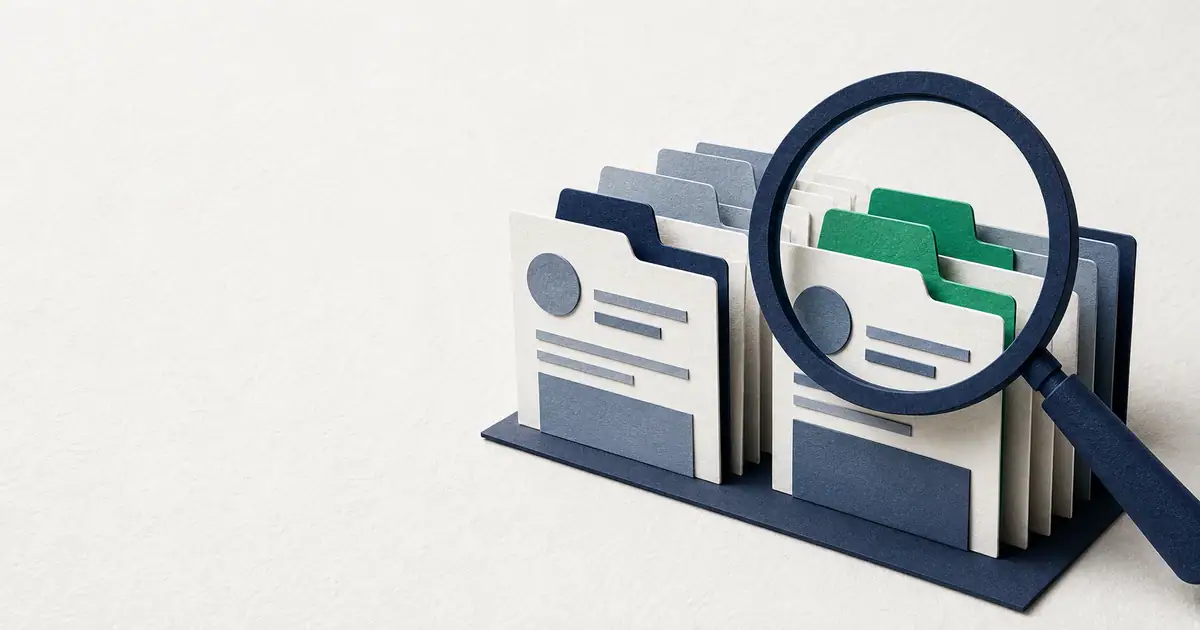 A curated set of recruiting-firm dossiers evaluated through a magnifying lens.